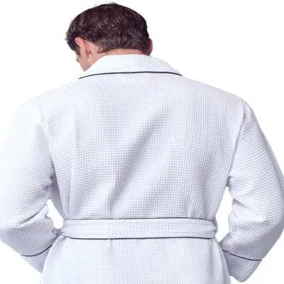 Premium Men's Waffle Robe with Contrast Piping Detail