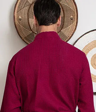 Men's Waffle Kimono Robe: Absorbent Lightweight Spa Wear
