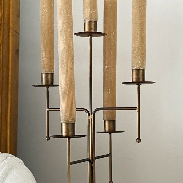 Freestanding Antique Iron Candelabra Set – Vintage 3-Cup & 5-Cup Candle Holders