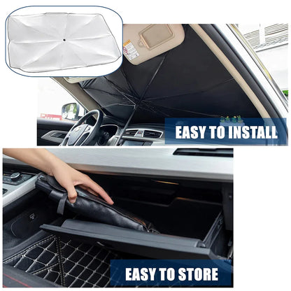 51" Car Sun Shade Umbrella | Foldable Windshield Visor