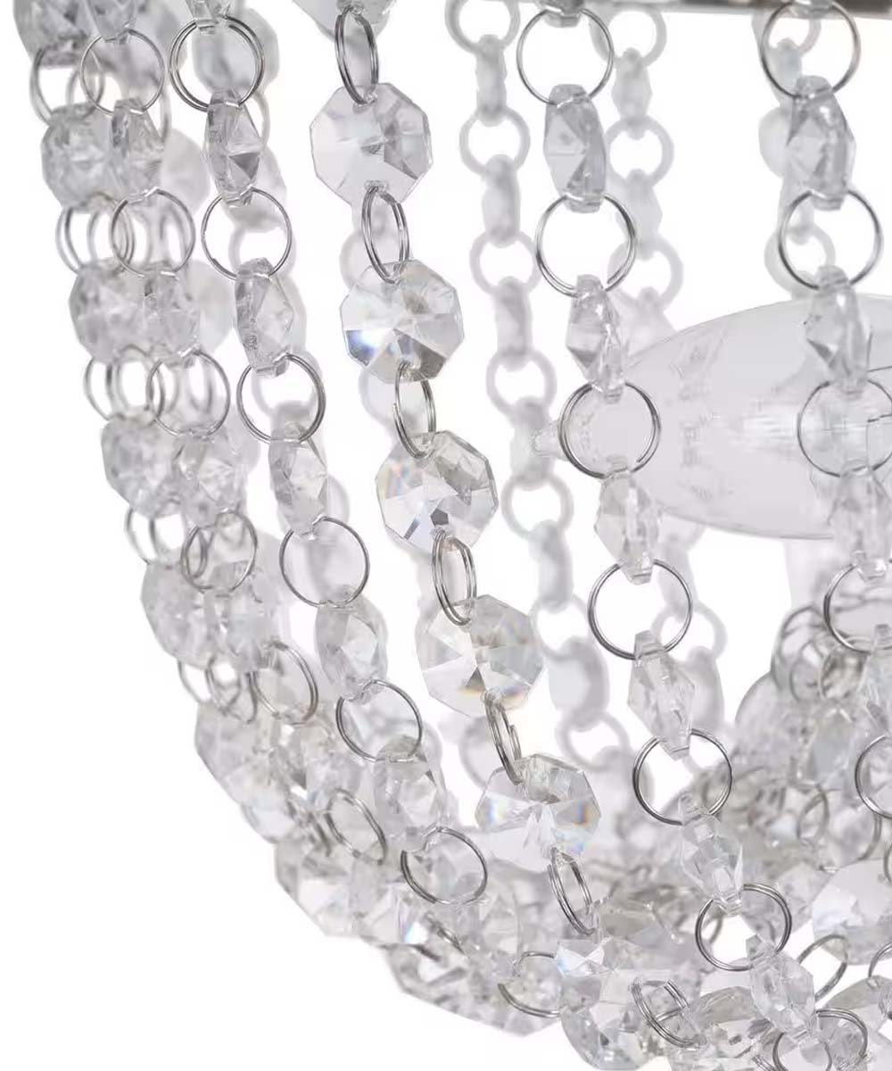 Alsy Bling 16" 4-Light Polished Nickel Chandelier with Crystal Glass Beads