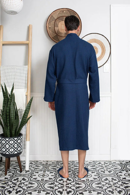 Men's Waffle Kimono Robe: Absorbent Lightweight Spa Wear
