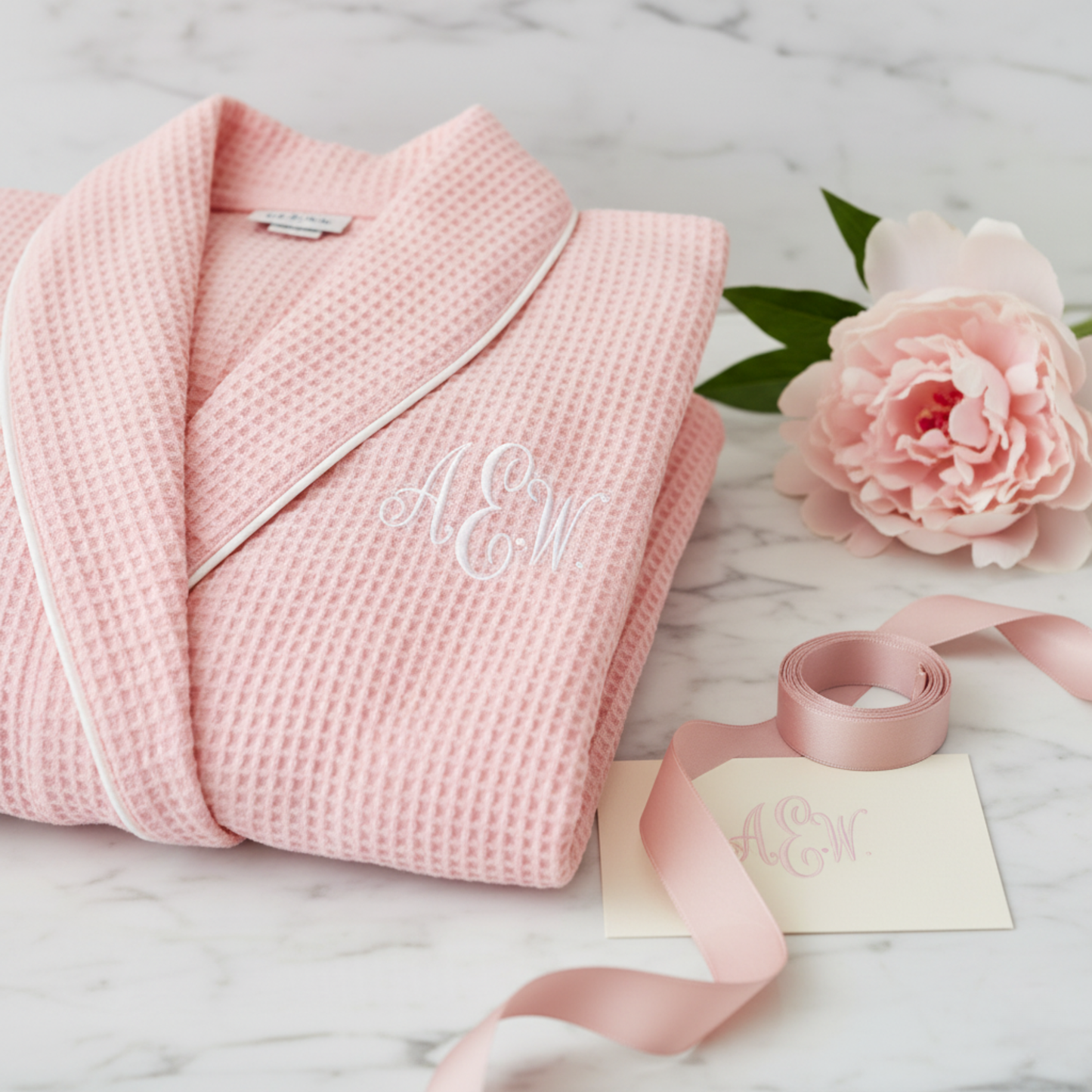 Women's Waffle Piping Bathrobe | Lightweight Spa Comfort