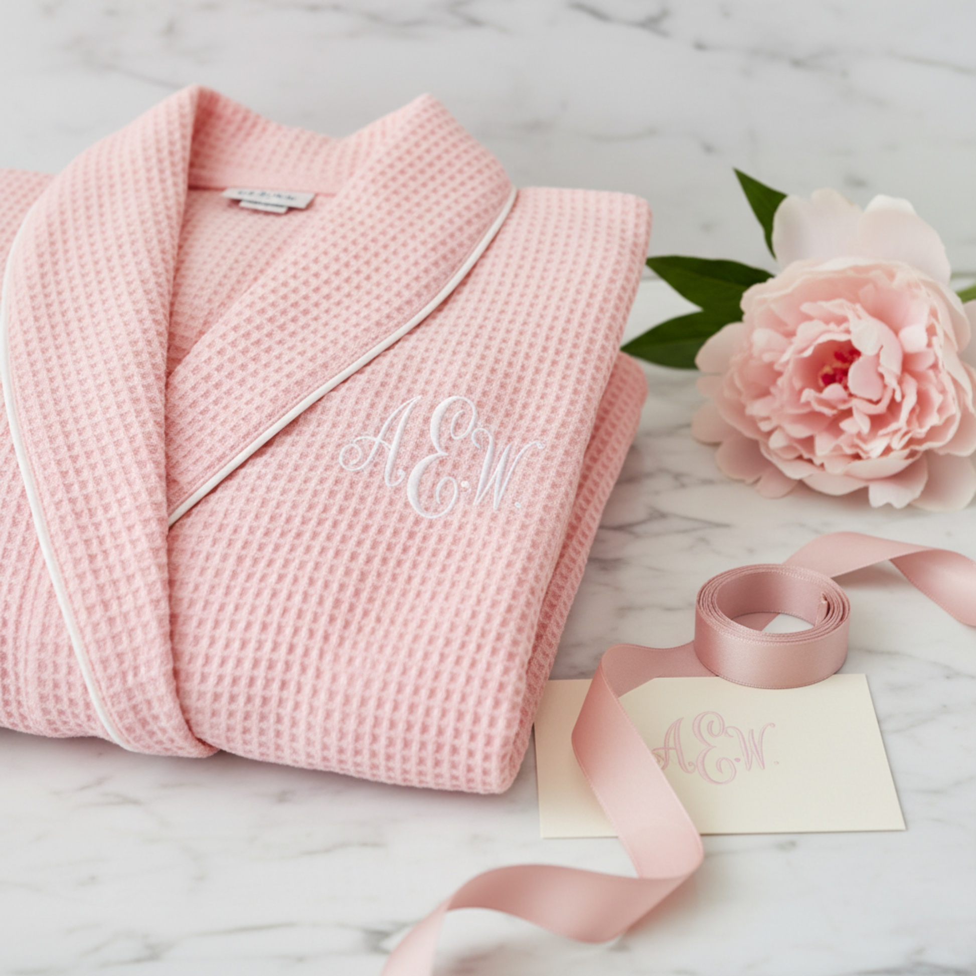 Women's Waffle Piping Bathrobe | Lightweight Spa Comfort