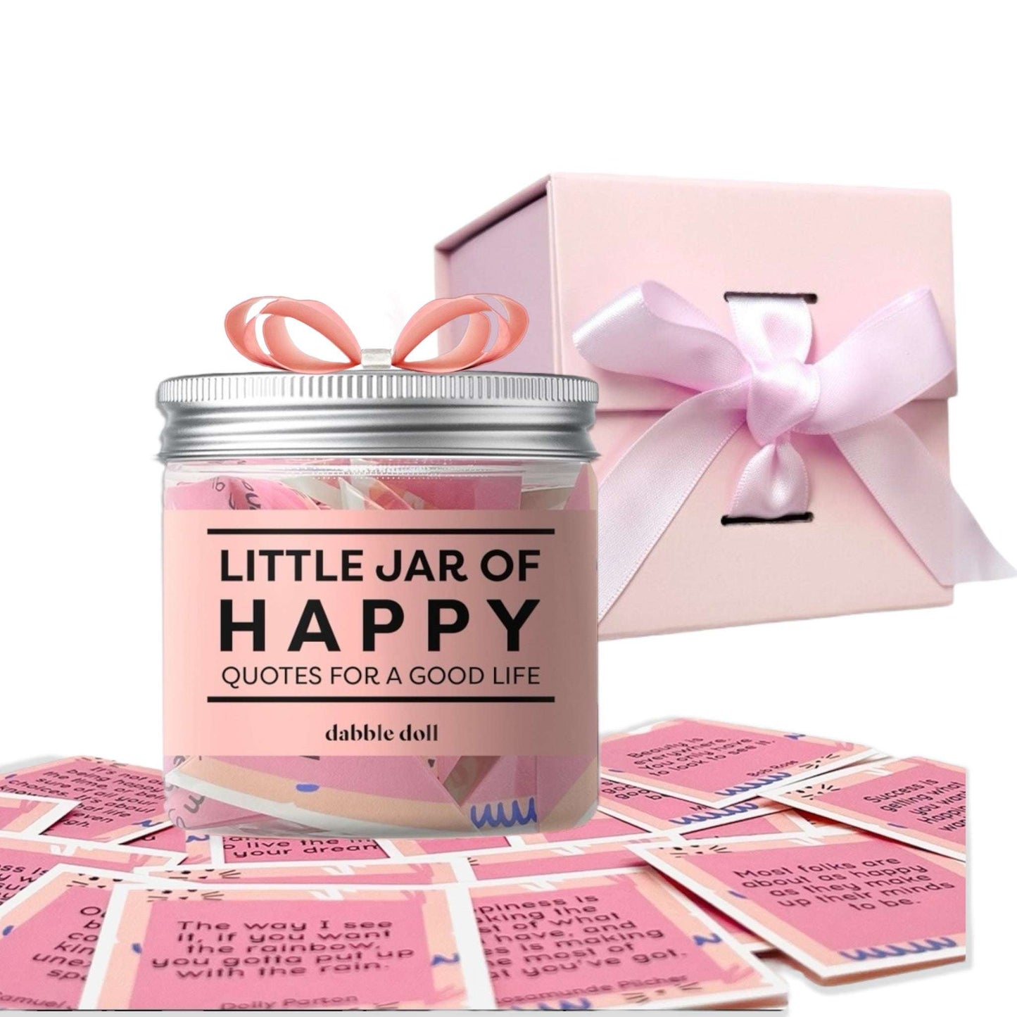 Happy Jar with Inspirational Quotes and Gift Box