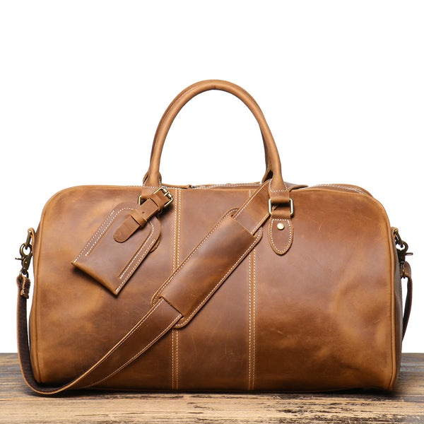 Retro New Men S Genuine Leather Portable Travel Bag