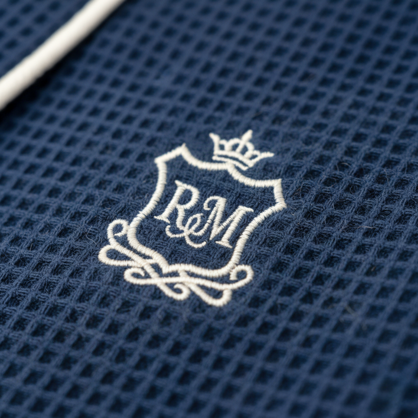 Premium Men's Waffle Robe with Contrast Piping Detail