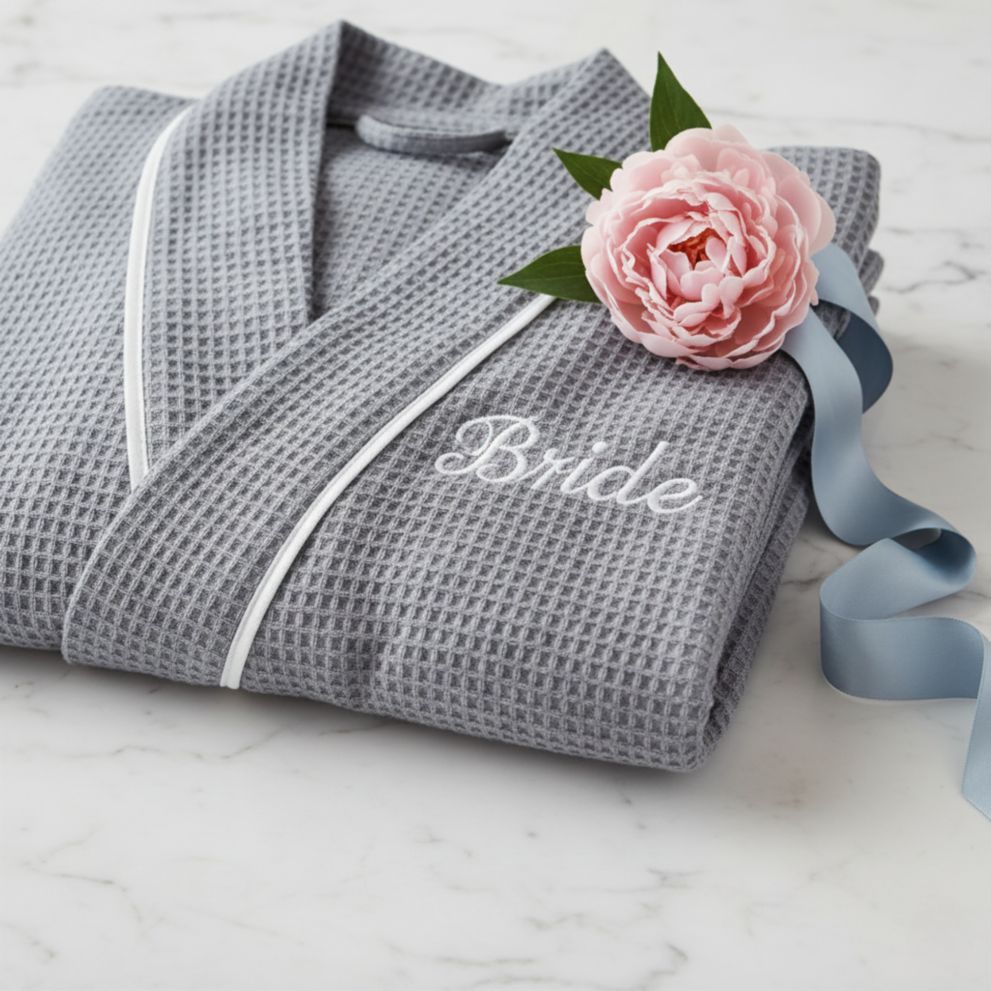 Women's Knee-Length Waffle Kimono Robe | Spa Comfort