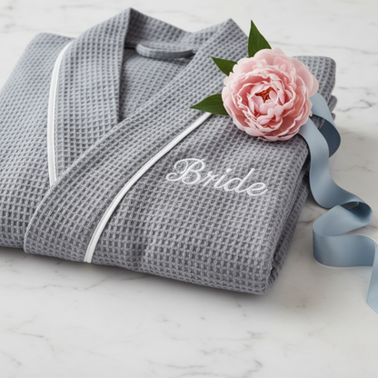 Women's Knee-Length Waffle Kimono Robe | Spa Comfort