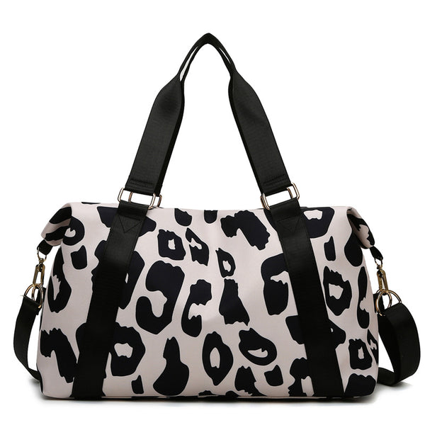 Women Travel Duffel Bag Cow Pattern Handbag Fitness Sports Shoulder