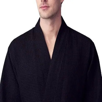 Men's Waffle Kimono Robe: Absorbent Lightweight Spa Wear