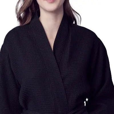Women's Knee-Length Waffle Kimono Robe | Spa Comfort
