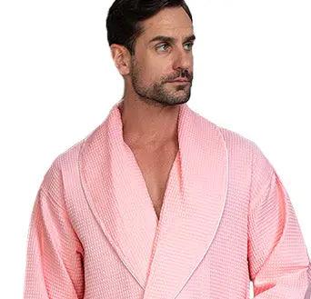 Premium Men's Waffle Robe with Contrast Piping Detail