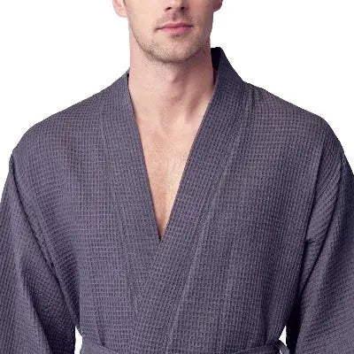Men's Waffle Kimono Robe: Absorbent Lightweight Spa Wear