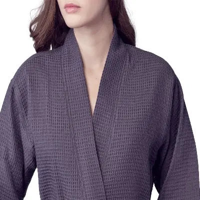Women's Knee-Length Waffle Kimono Robe | Spa Comfort