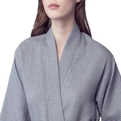 Women's Knee-Length Waffle Kimono Robe | Spa Comfort