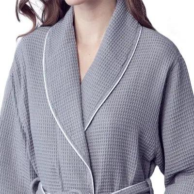 Women's Waffle Piping Bathrobe | Lightweight Spa Comfort