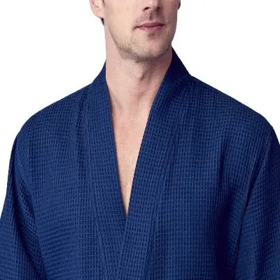 Men's Waffle Kimono Robe: Absorbent Lightweight Spa Wear