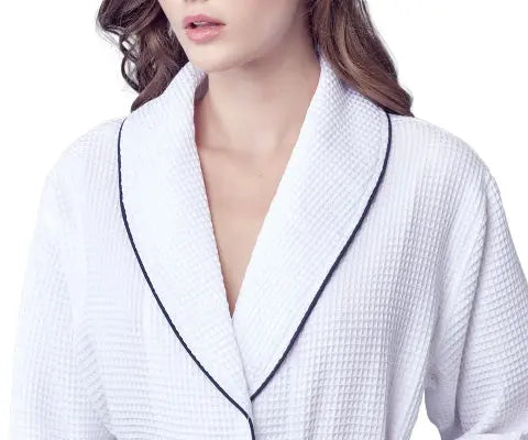 Women's Knee-Length Waffle Kimono Robe | Spa Comfort