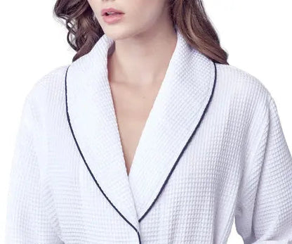 Women's Knee-Length Waffle Kimono Robe | Spa Comfort
