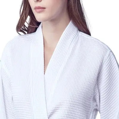 Women's Knee-Length Waffle Kimono Robe | Spa Comfort