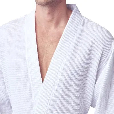 Men's Waffle Kimono Robe: Absorbent Lightweight Spa Wear