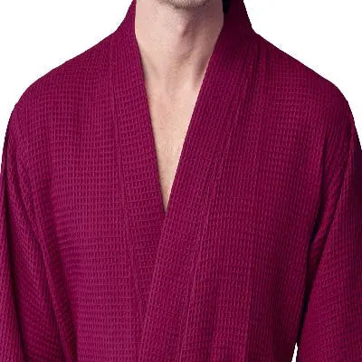 Men's Waffle Kimono Robe: Absorbent Lightweight Spa Wear