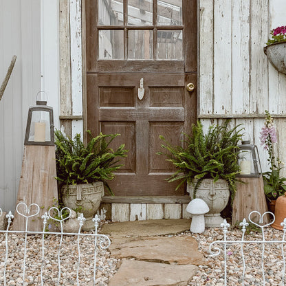 Removable Metal Lanterns with Wood Base – Set of 2 Rustic Modern Candle Holders
