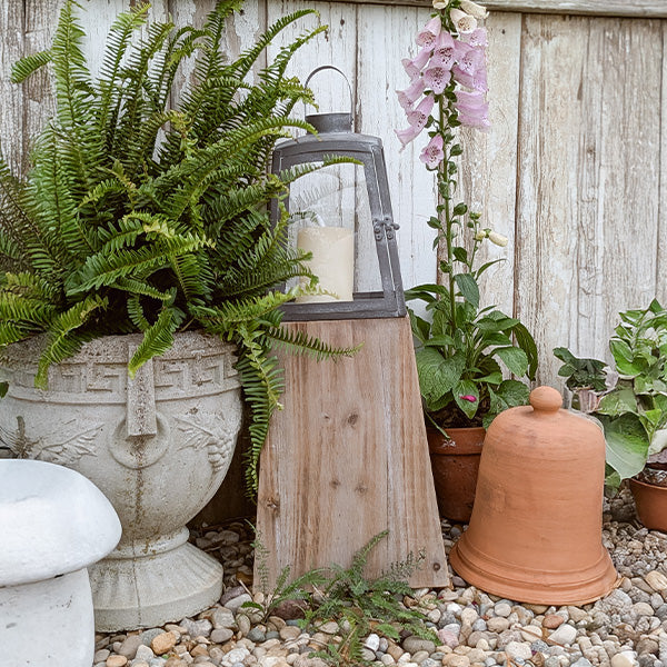 Removable Metal Lanterns with Wood Base – Set of 2 Rustic Modern Candle Holders