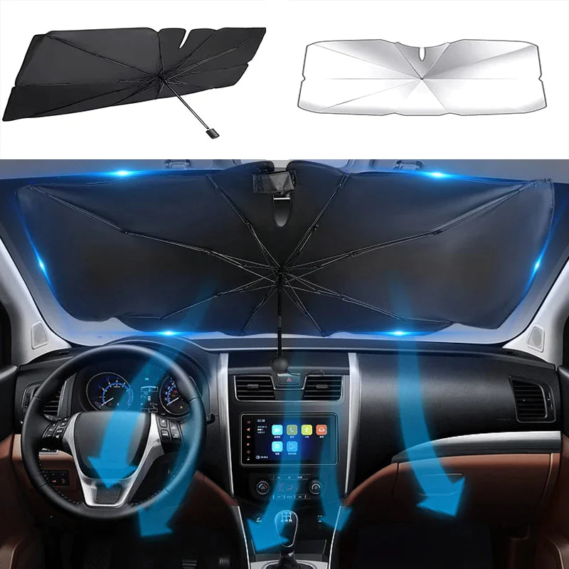 51" Car Sun Shade Umbrella | Foldable Windshield Visor