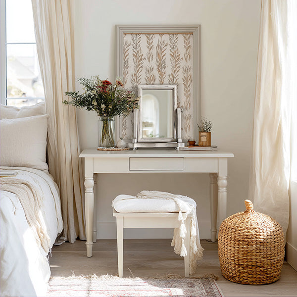 Distressed White Adjustable Wood Vanity Mirror – 18” Rustic Farmhouse Style