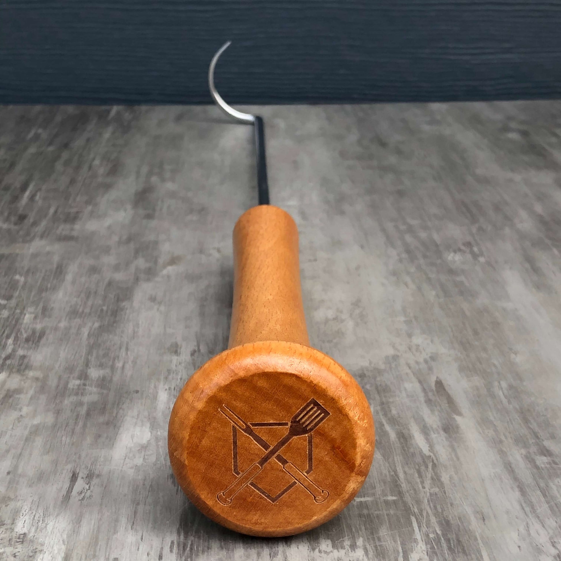 “The Hook” Pigtail Grill Tool – Baseball Bat Handle