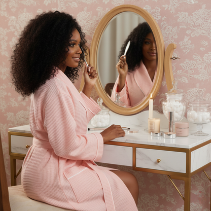 Women's Waffle Piping Bathrobe | Lightweight Spa Comfort