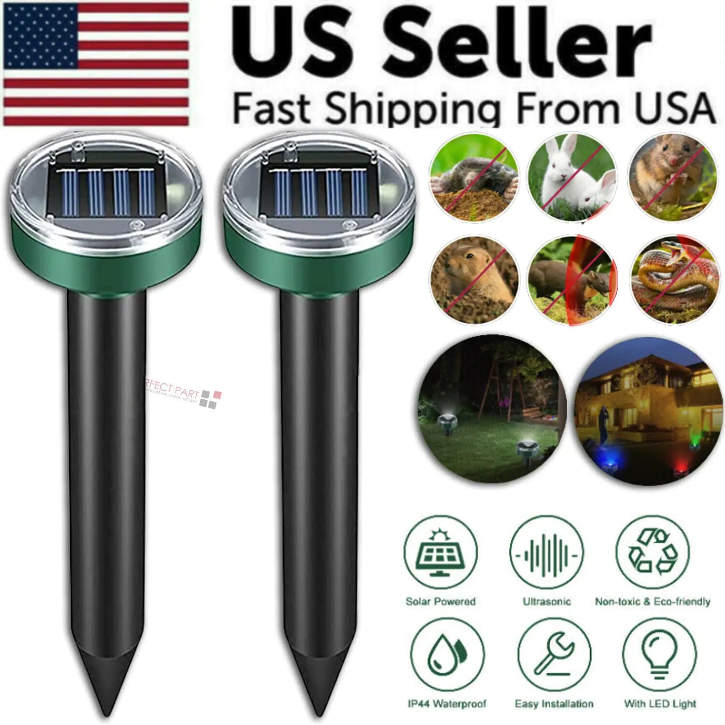 Solar Animal Repeller | Ultrasonic Pest Control LED