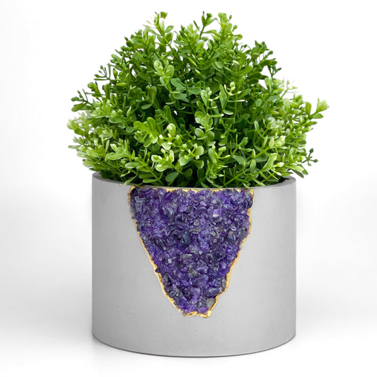6" Amethyst Geode Concrete Planter