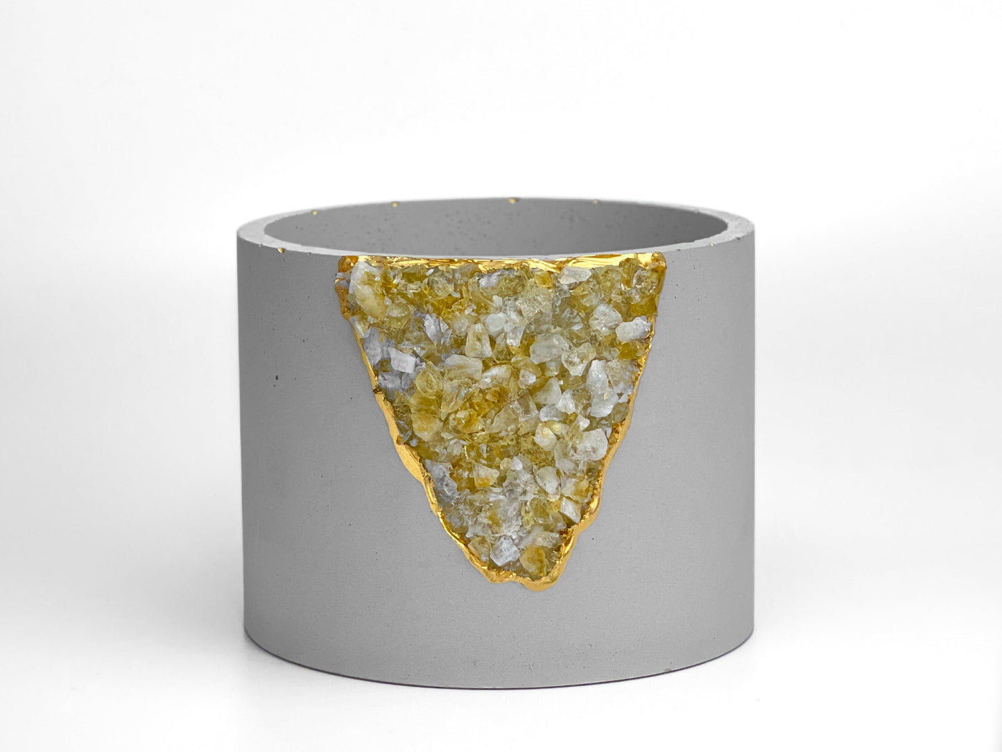 Raw Citrine Geode Concrete Planter