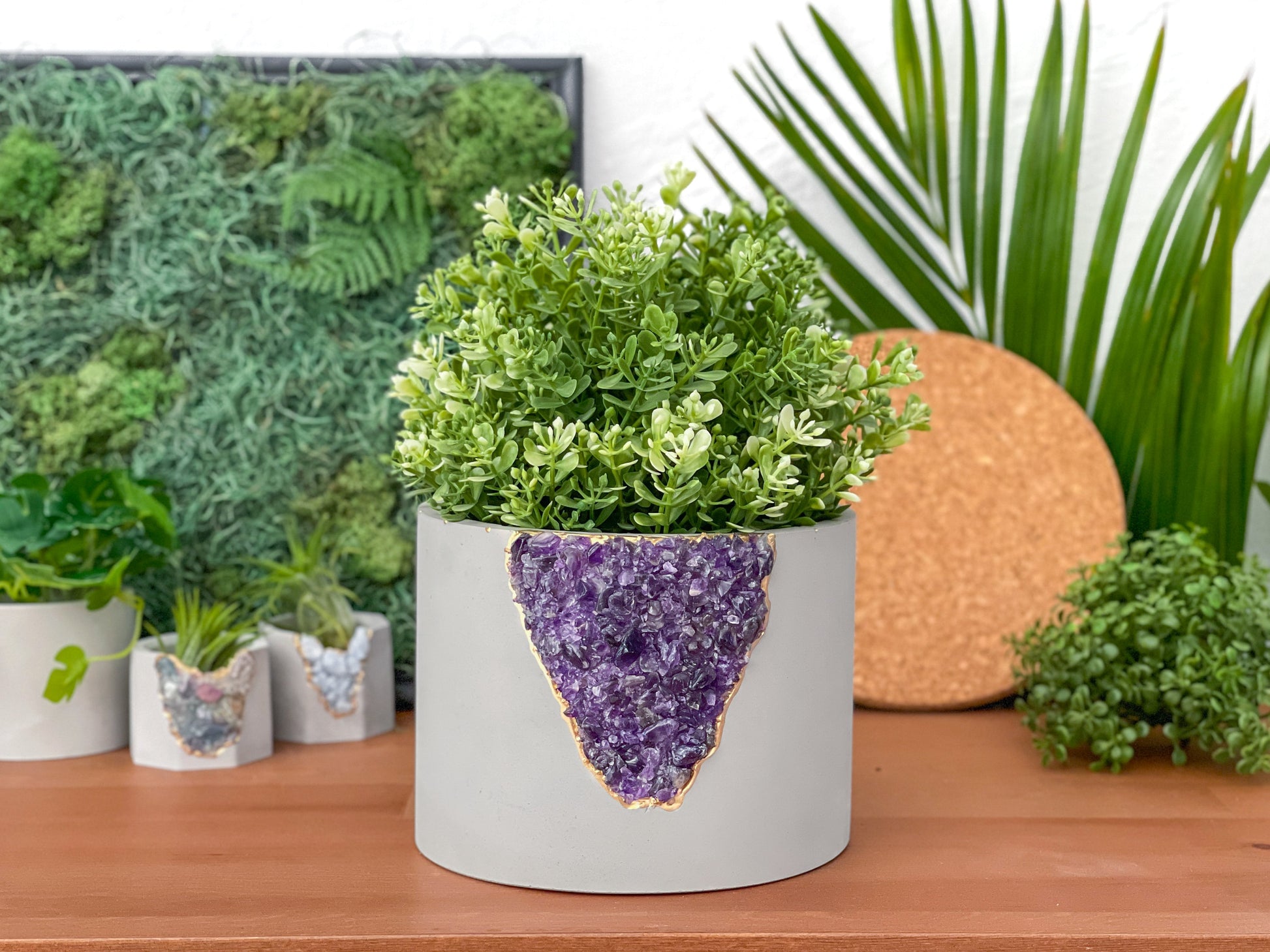 6" Amethyst Geode Concrete Planter
