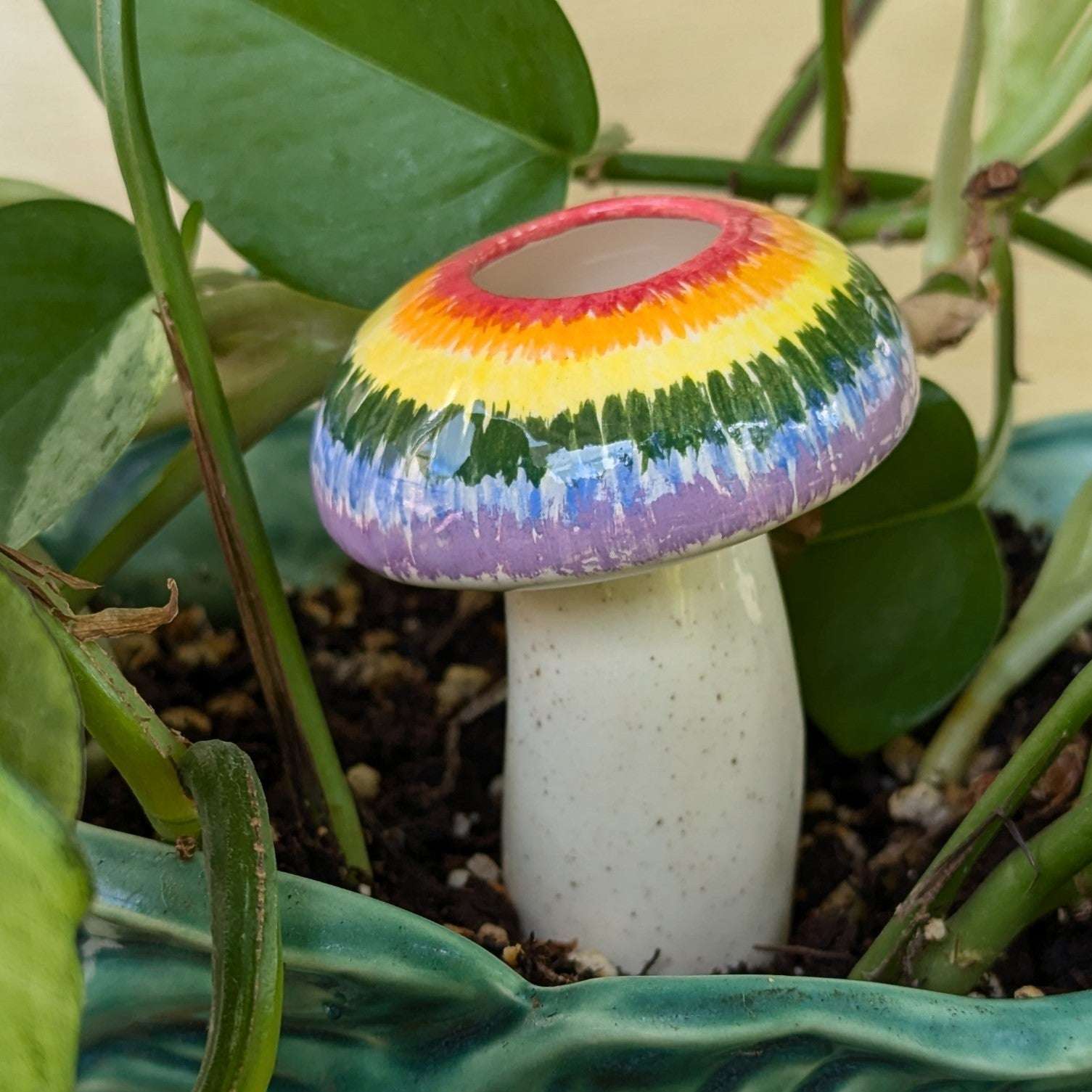 Hand-Crafted Mushroom Plant Watering Spike – Exclusive Mountain Mudworks Design