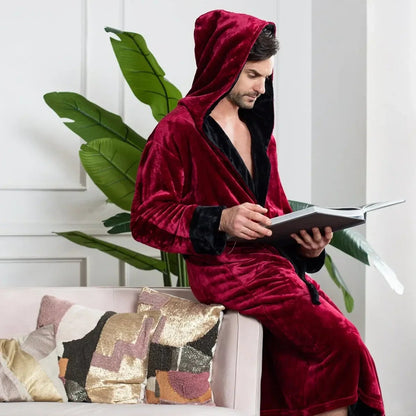 Men's Plush Hooded Robe: Ultra-Soft Comfort & Warmth