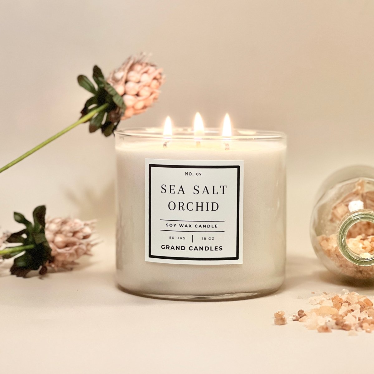 Sea Salt Orchid Soy Candle – Clean, Coastal & Floral