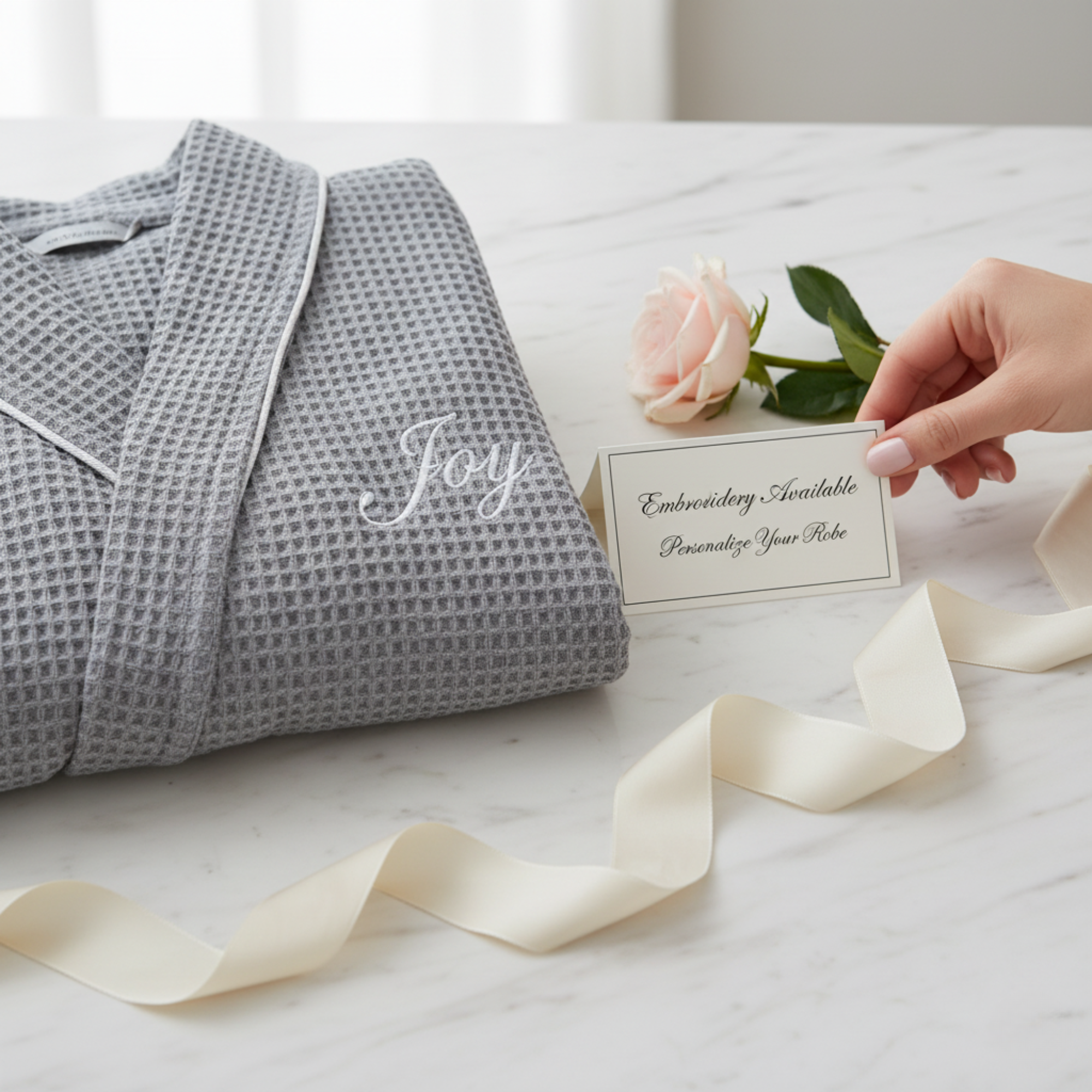 Women's Waffle Piping Bathrobe | Lightweight Spa Comfort