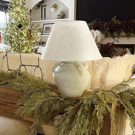 Artisan Inspired Round Table Lamp – Handcrafted Farmhouse Style Accent Lighting