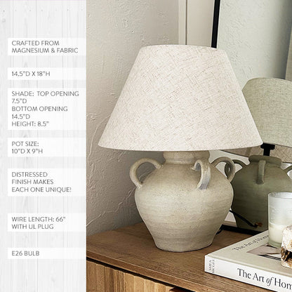 Artisan Inspired Round Table Lamp – Handcrafted Farmhouse Style Accent Lighting
