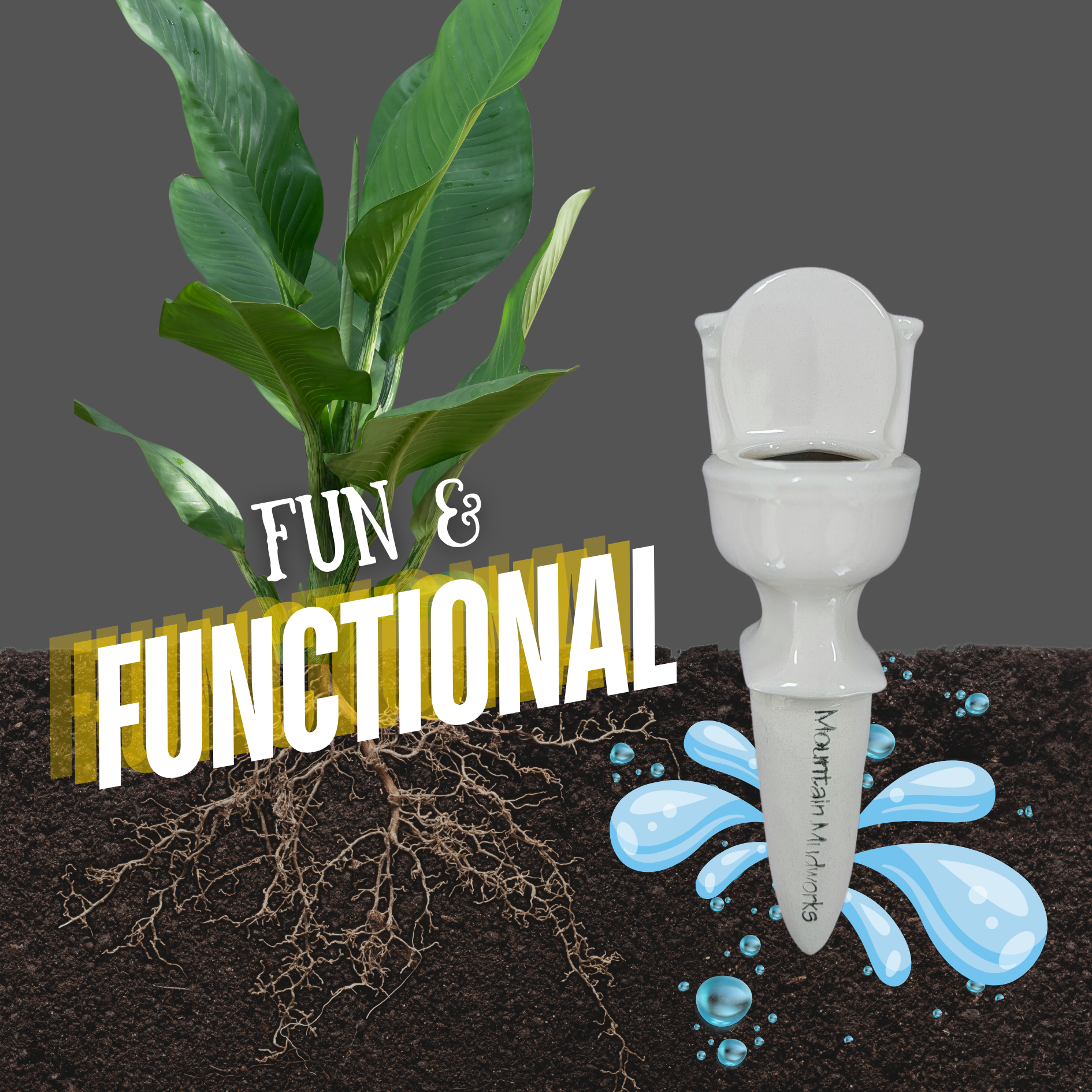 Toilet Watering Spike – Funny Ceramic Self-Watering Plant Stake