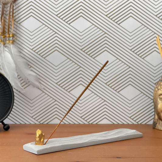 Wave Concrete Incense Holder – Handmade Modern Minimalist Burner