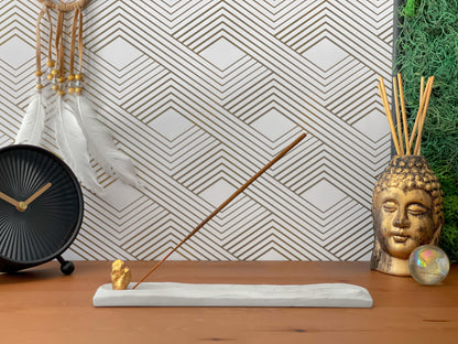 Wave Concrete Incense Holder – Handmade Modern Minimalist Burner