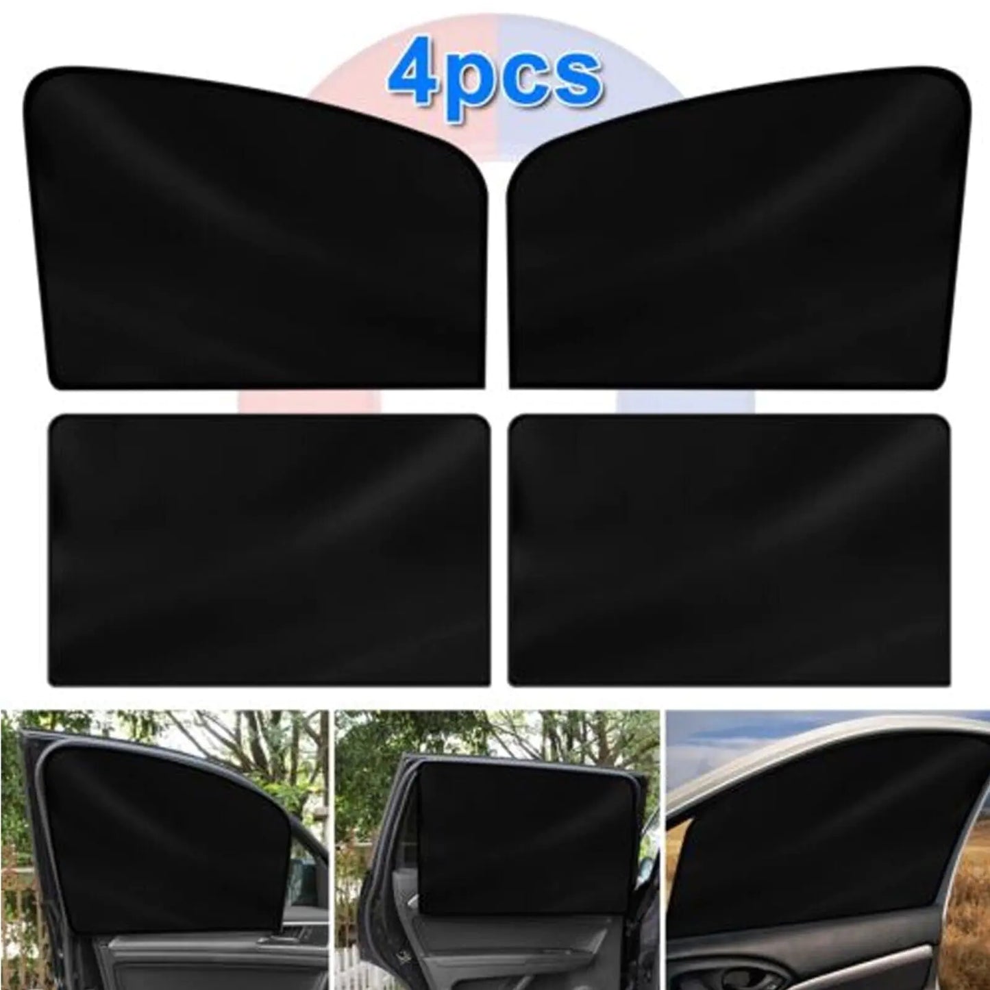 Magnetic Car Sun Shade 4-Pack | UV Mesh Window Covers