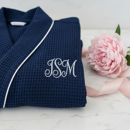 Women's Knee-Length Waffle Kimono Robe | Spa Comfort