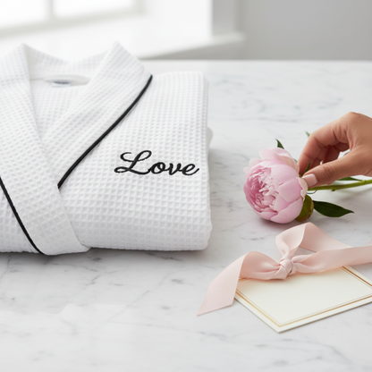 Women's Waffle Piping Bathrobe | Lightweight Spa Comfort